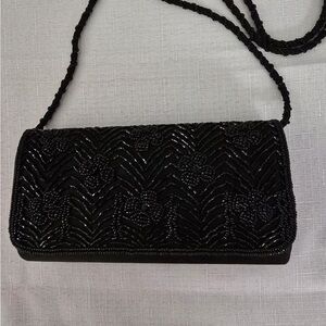 Elegant Black Beaded Clutch